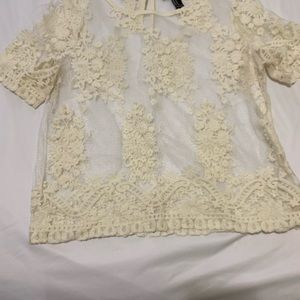 Sheer/Lace Forever 21 Sightly Cropped Blouse